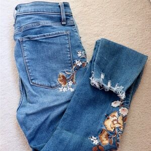 Abercrombie & Fitch High-Rise Super Skinny Ankle Jean with Floral Embroidery